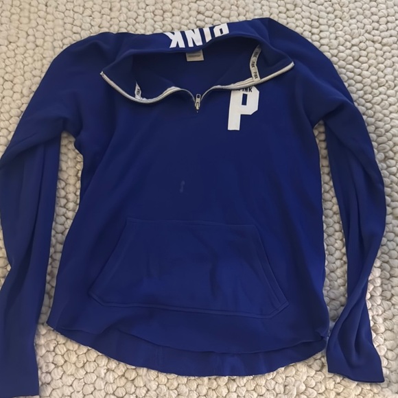 PINK Victoria's Secret Tops - PINK Victoria's Secret Blue Long Sleeve Sweatshirt with Neckline